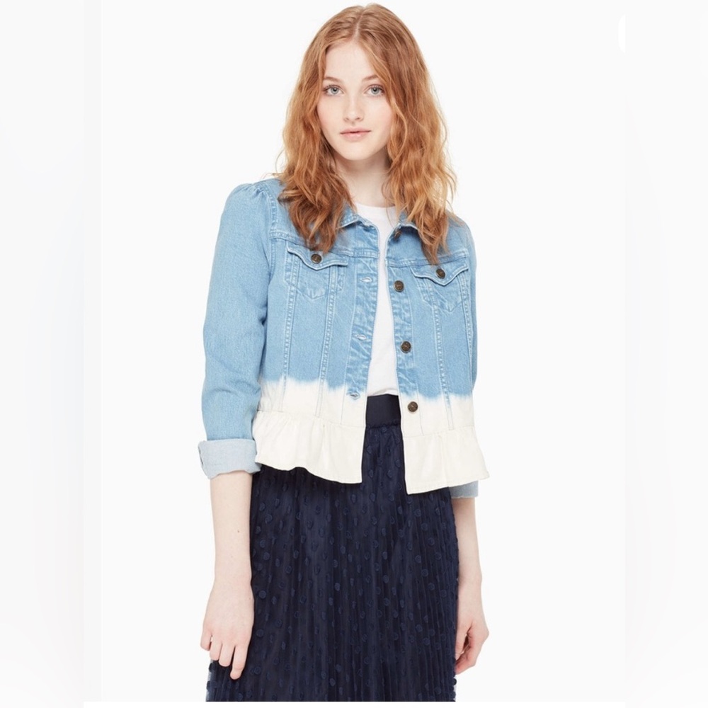 Kate Spade Dip Dye Denim Jacket on light wash and white S